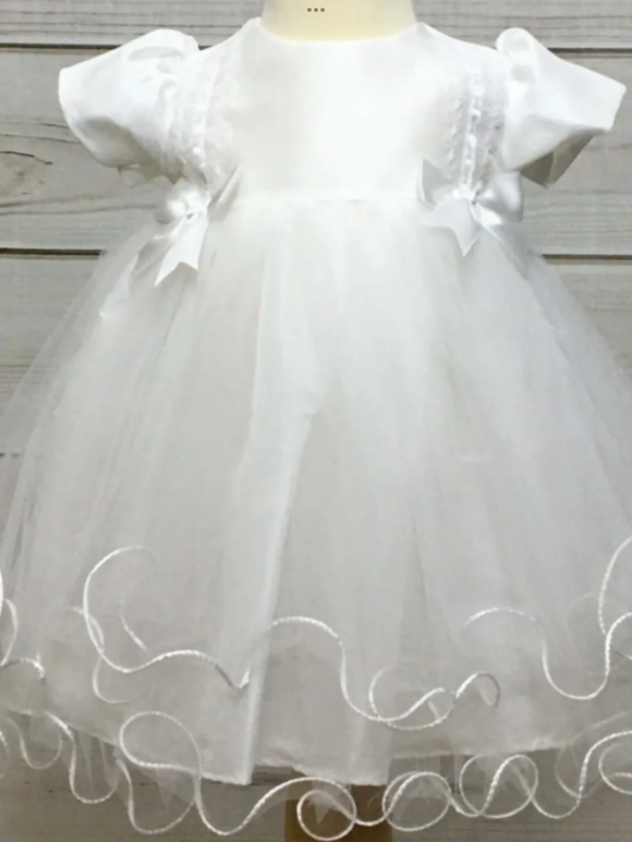 Eva rose white Christening dress.       0621377