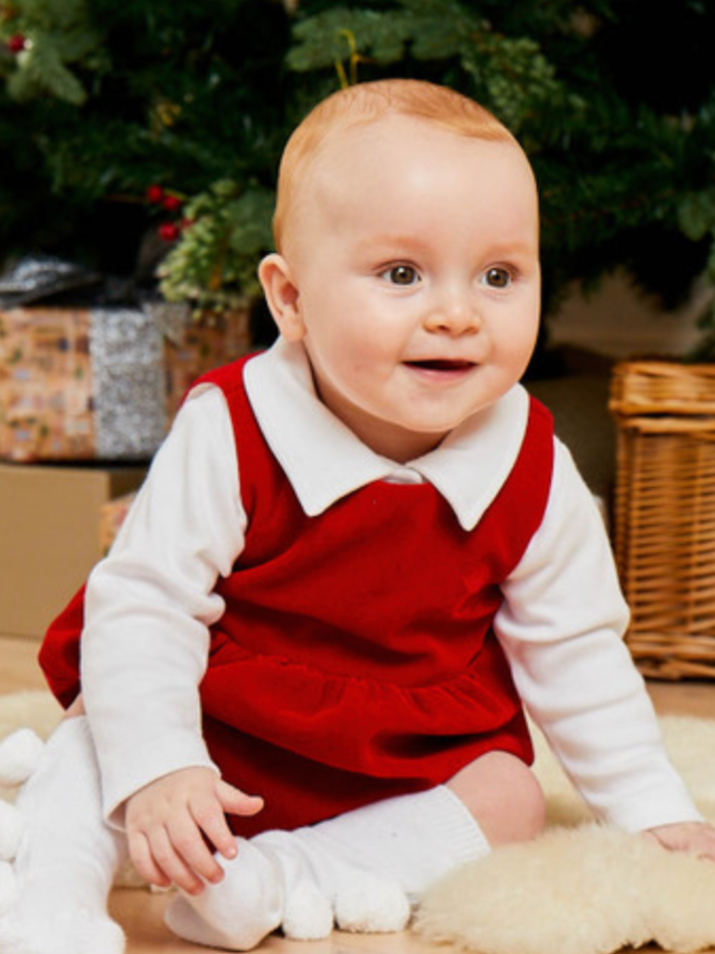 Caramelo kids boys red velvet romper.    08231821