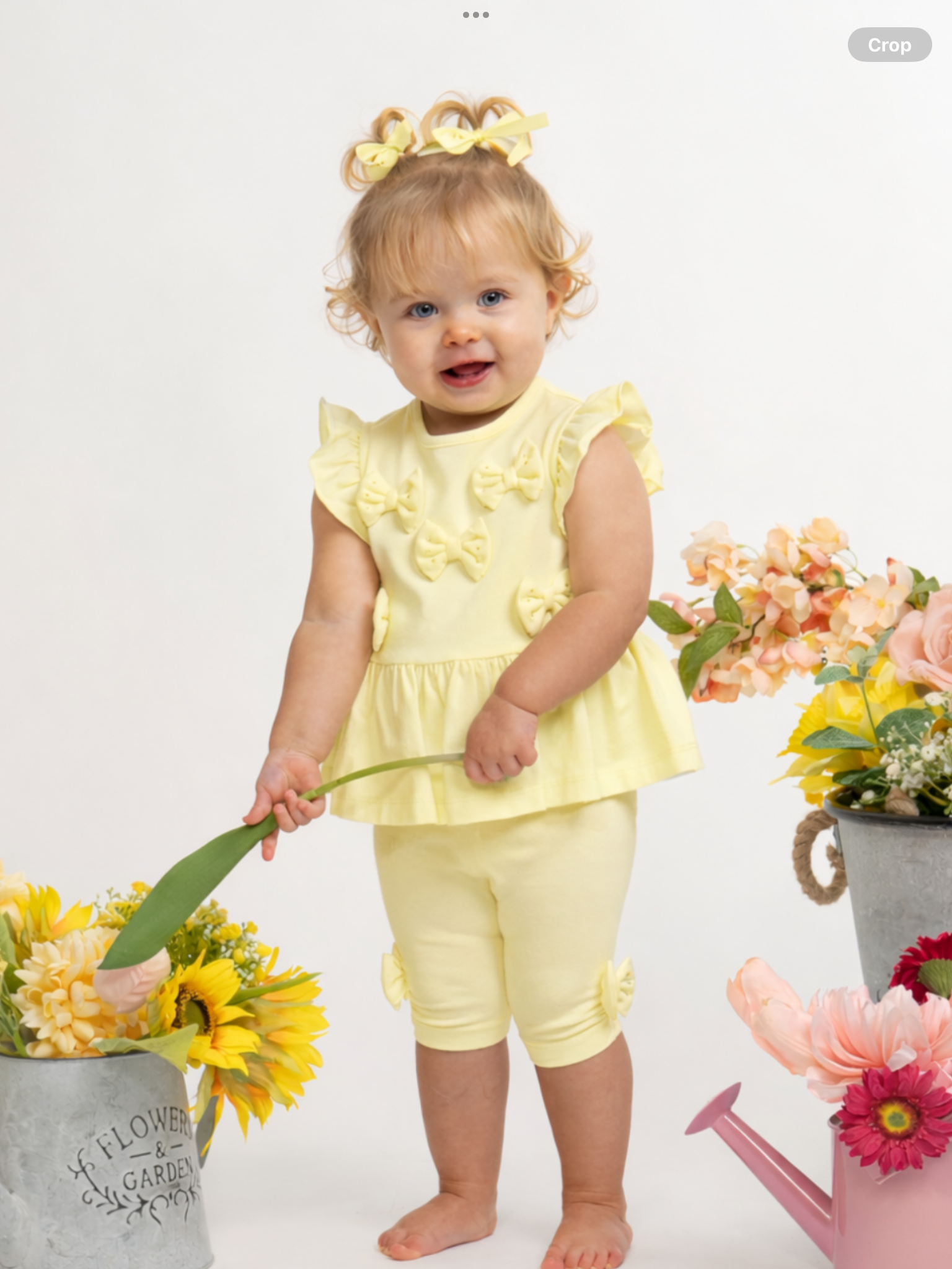Pre order Caramelo Baby Girls Lemon Two Piece Bow Legging Set  0226565