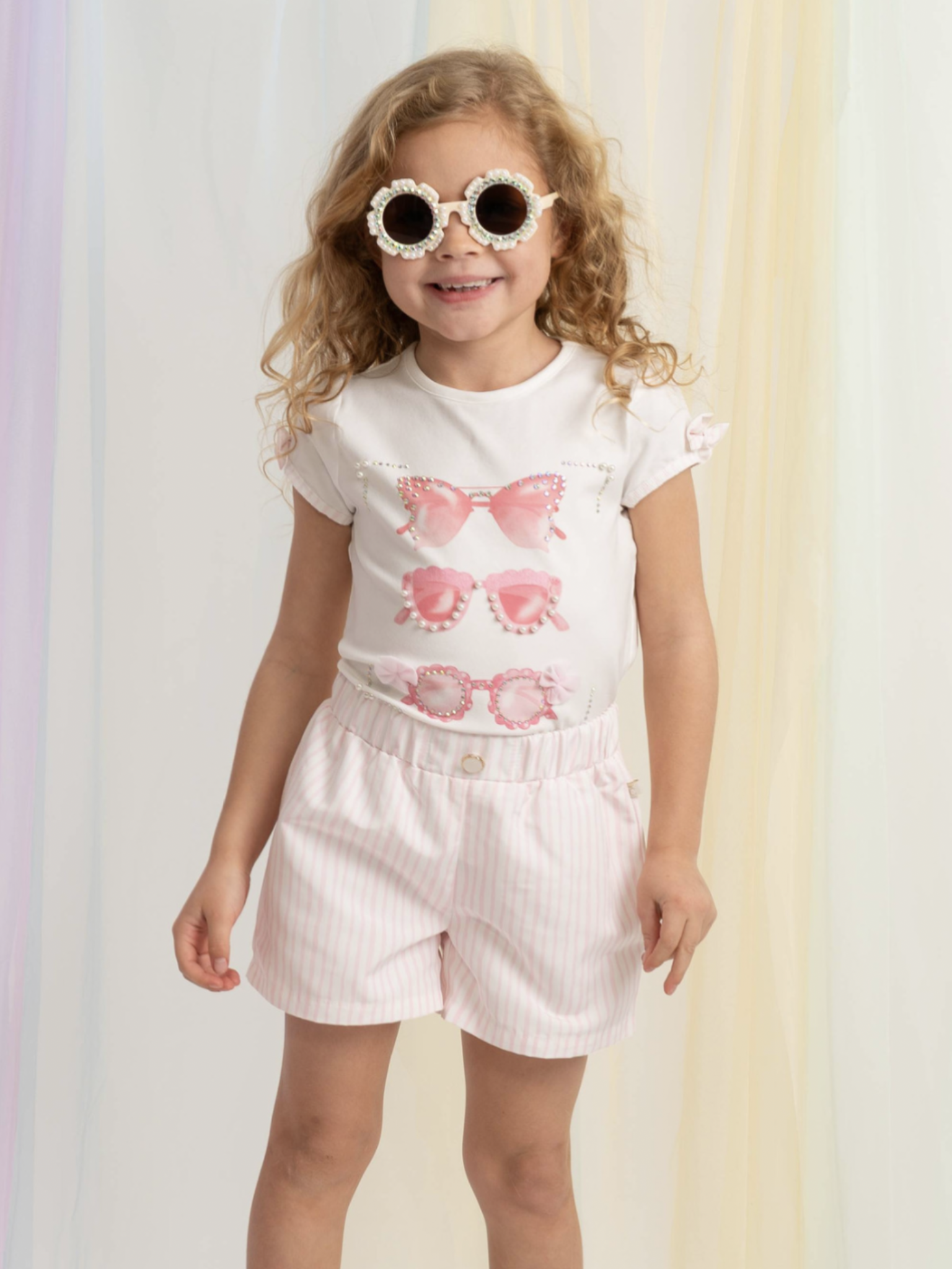 PRE ORDERS Caramelo Girls Pink Sunglasses Graphic Short Set  0226571