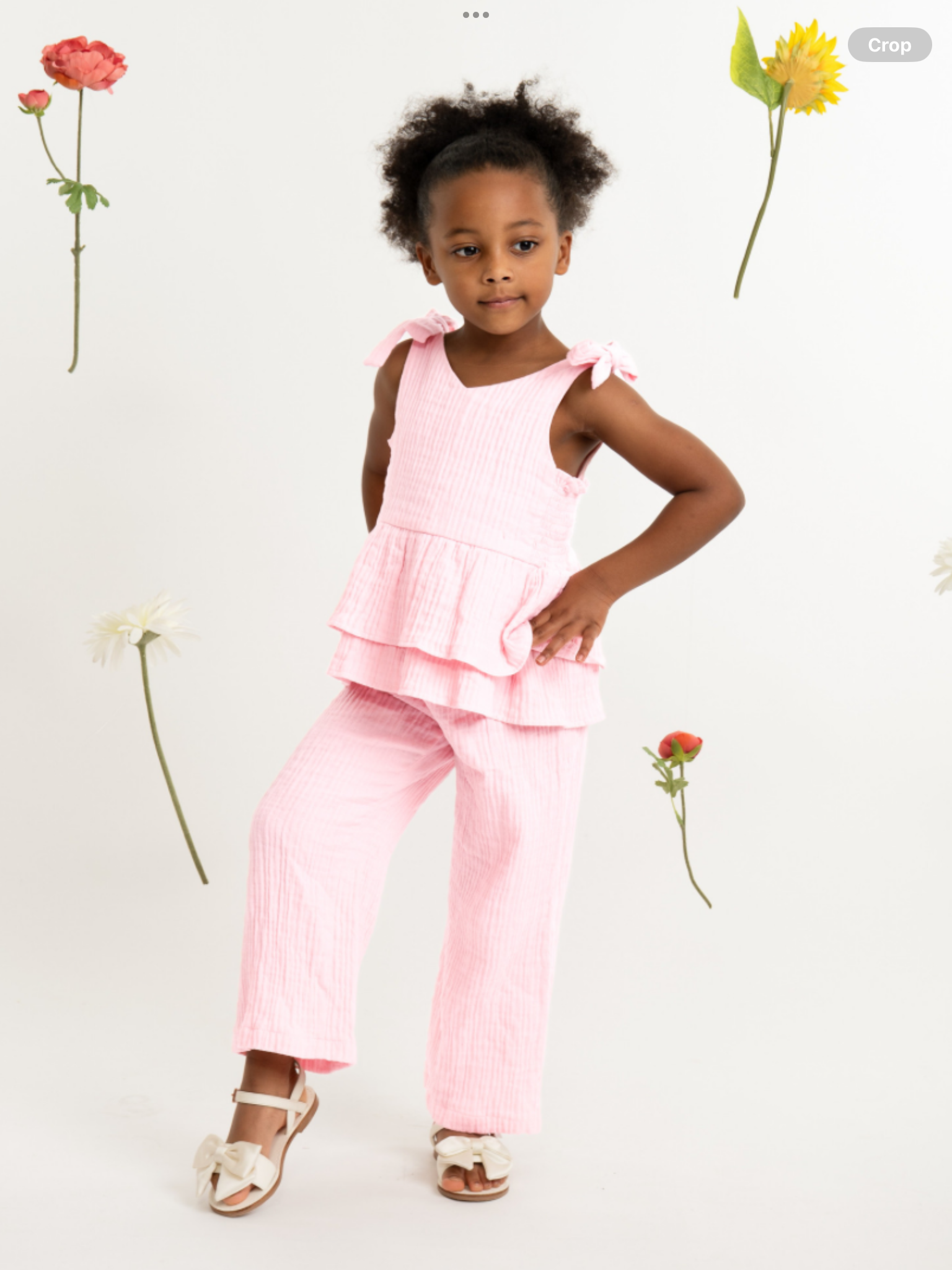 Pre order Caramelo Girls Pink Neutrals Drop Top Trouser Set  0226572