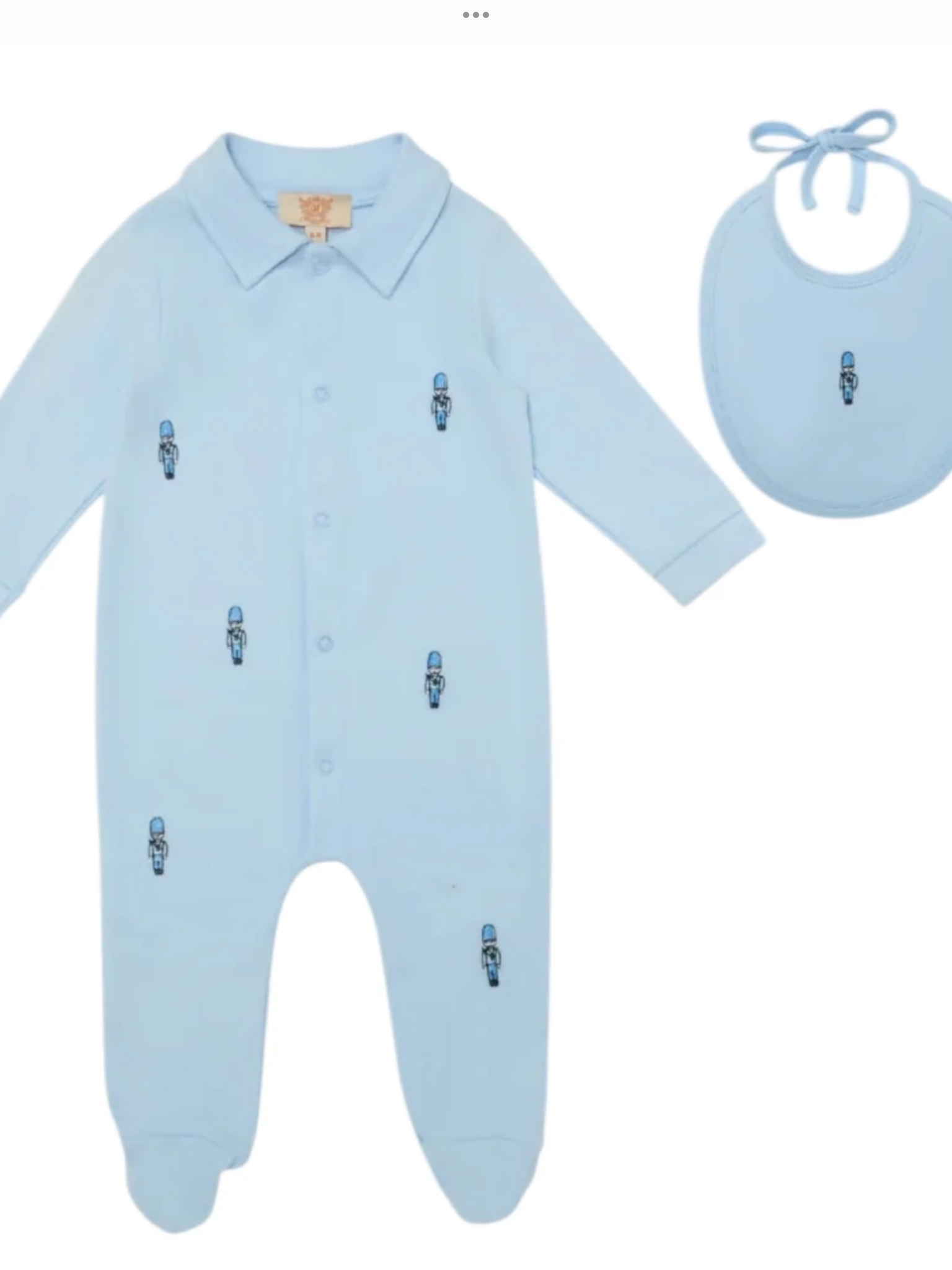 Pre order Caramelo Kids - Blue all in one and bib, soldier design 0226577