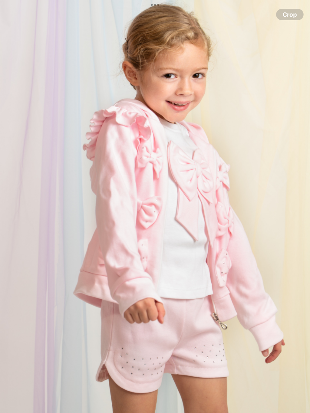 Pre order Caramelo Girls Pink 3 Piece Bow Tracksuit Short Set 0226579