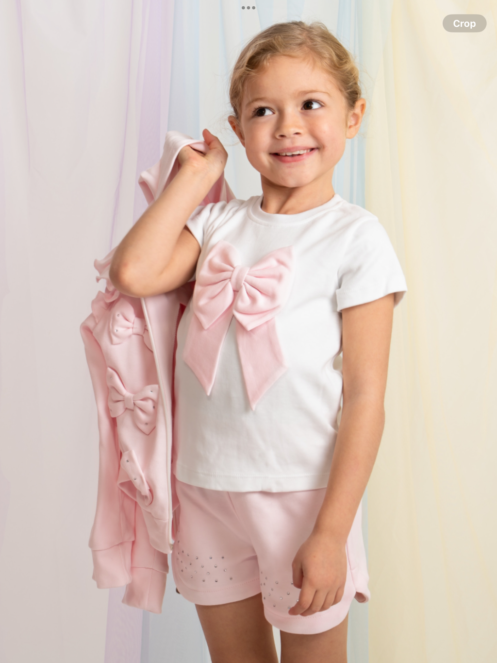 Pre order Caramelo Girls Pink 3 Piece Bow Tracksuit Short Set 0226579