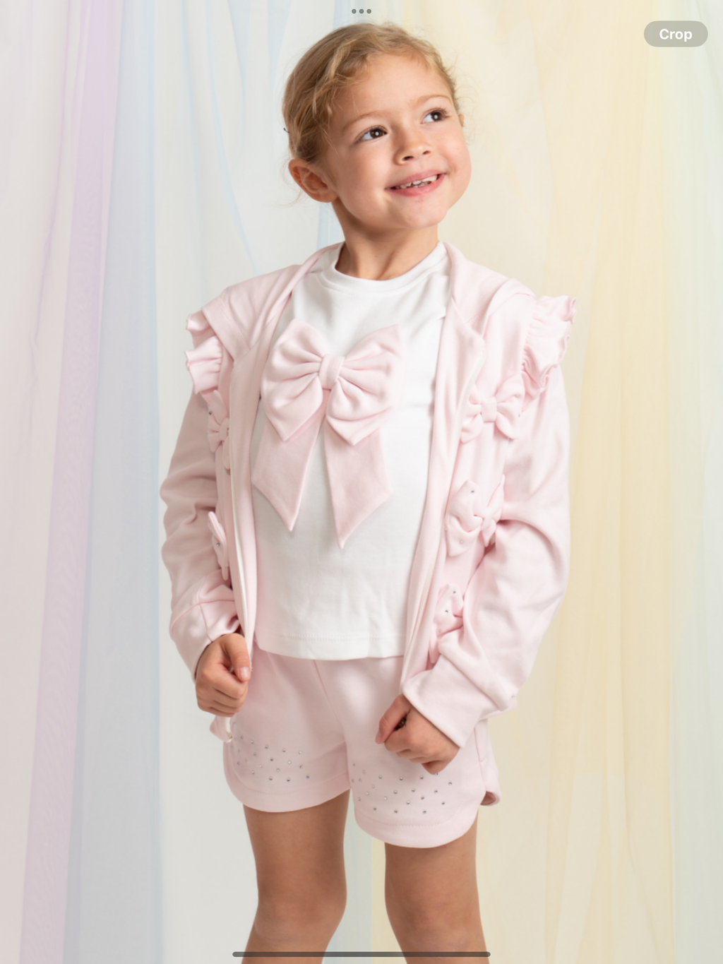 Pre order Caramelo Girls Pink 3 Piece Bow Tracksuit Short Set 0226579