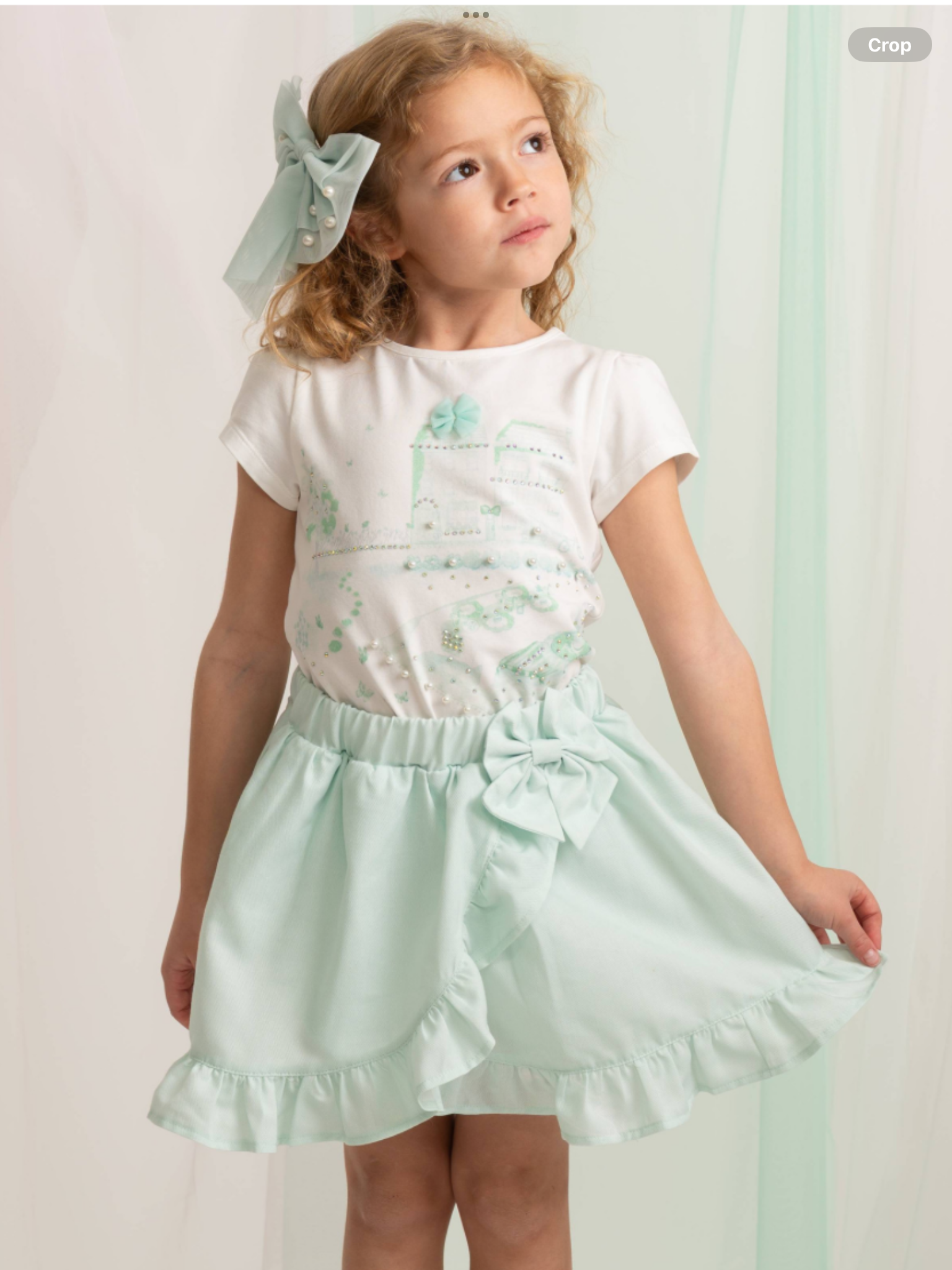 Pre order Caramelo Girls Mint Garden Graphic Skirt Set  0226580
