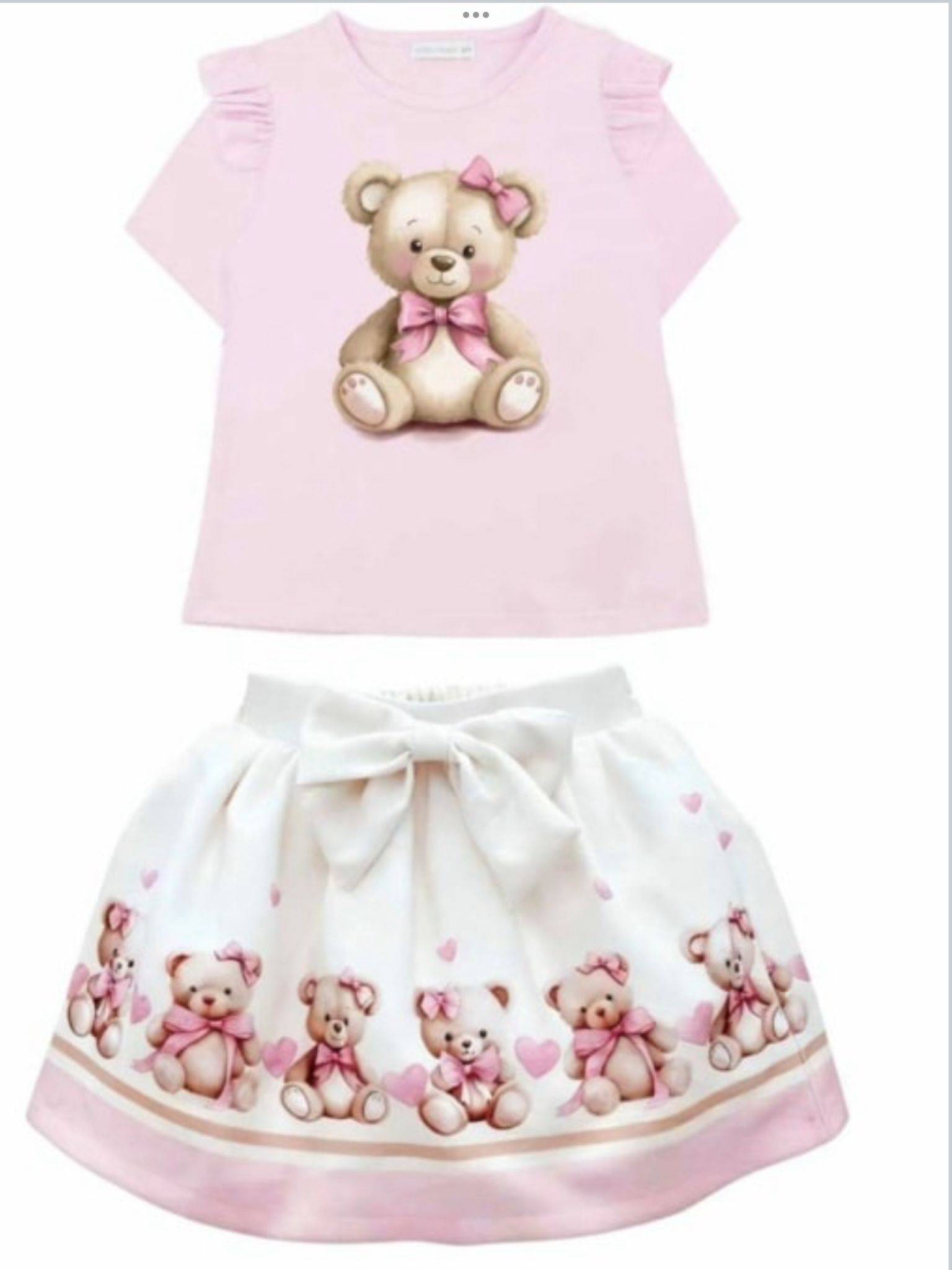 Diamond stone embellished teddy skirt set 0226596
