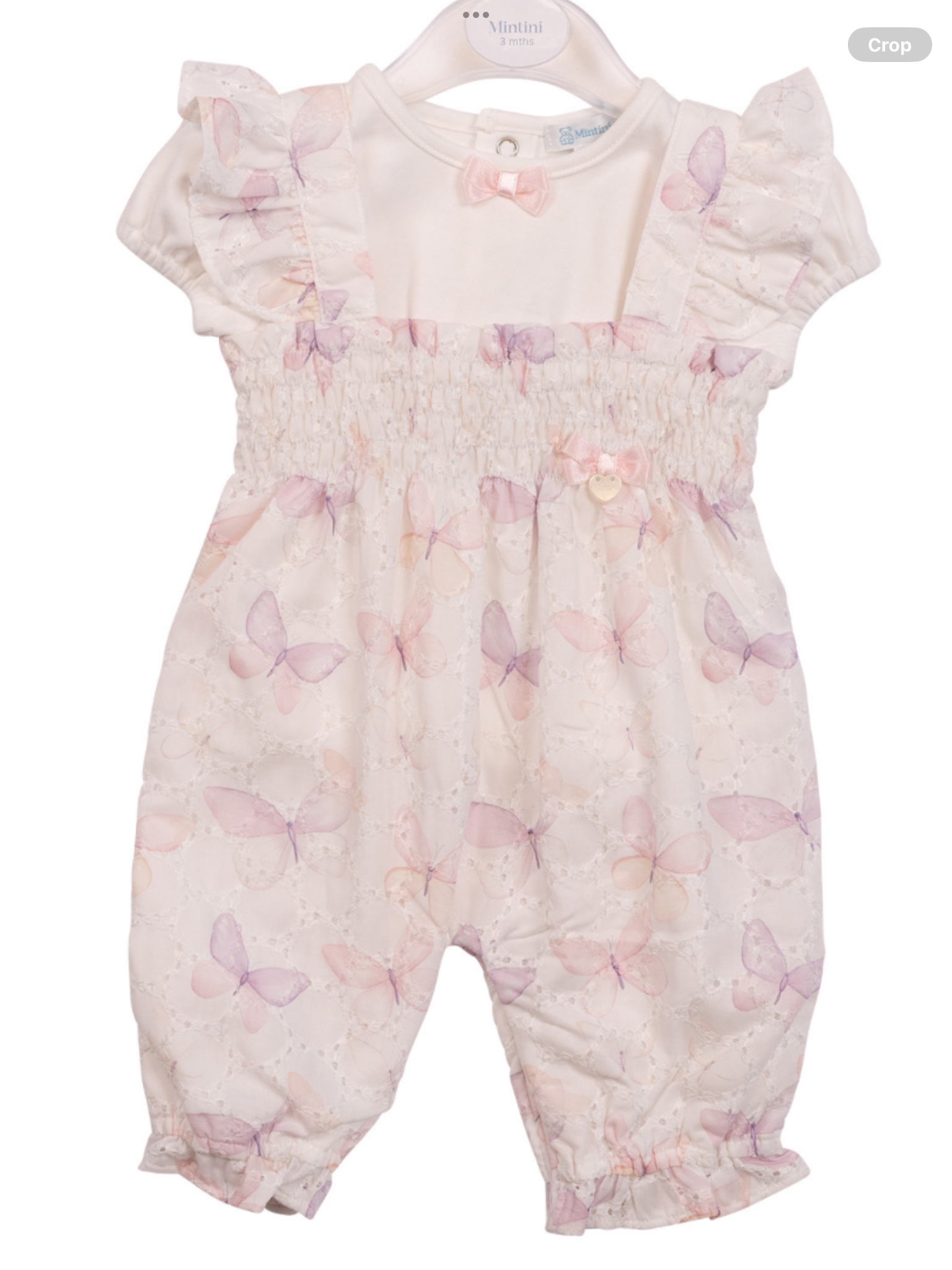 Mintini Baby Girls White Butterfly Print Top & Romper Dungaree Set MB7221 Mintini    0326658
