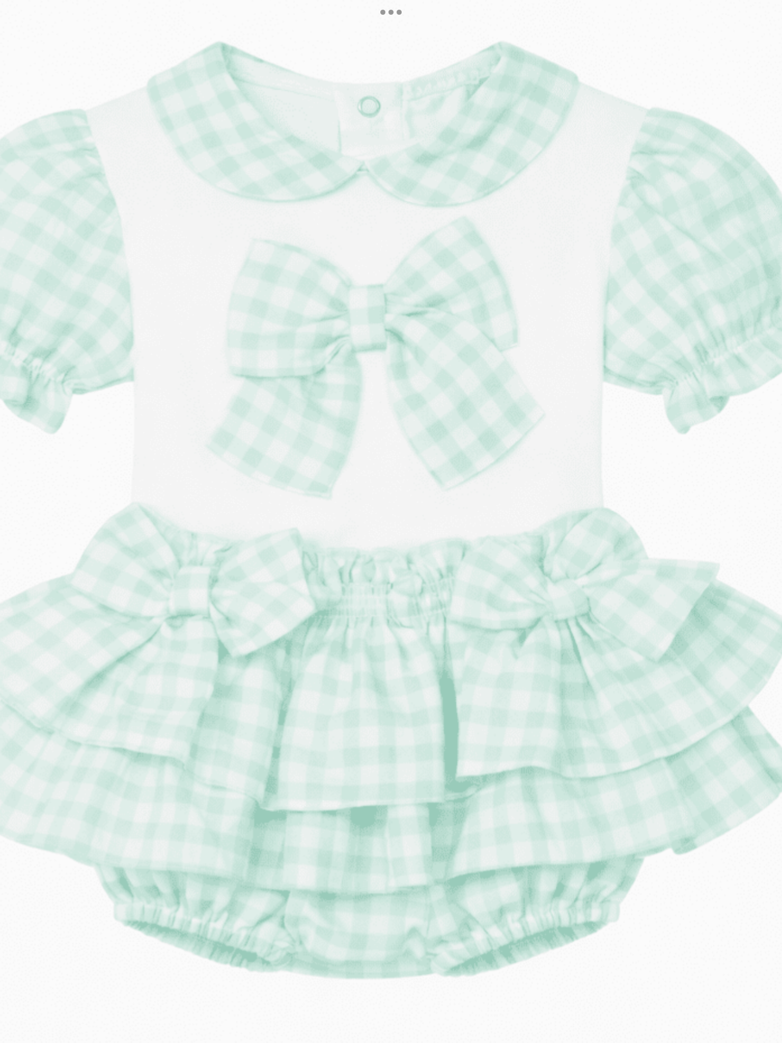 Pastels & Co Girls mint Gorge Gingham Bloomer Set  - River 0326673