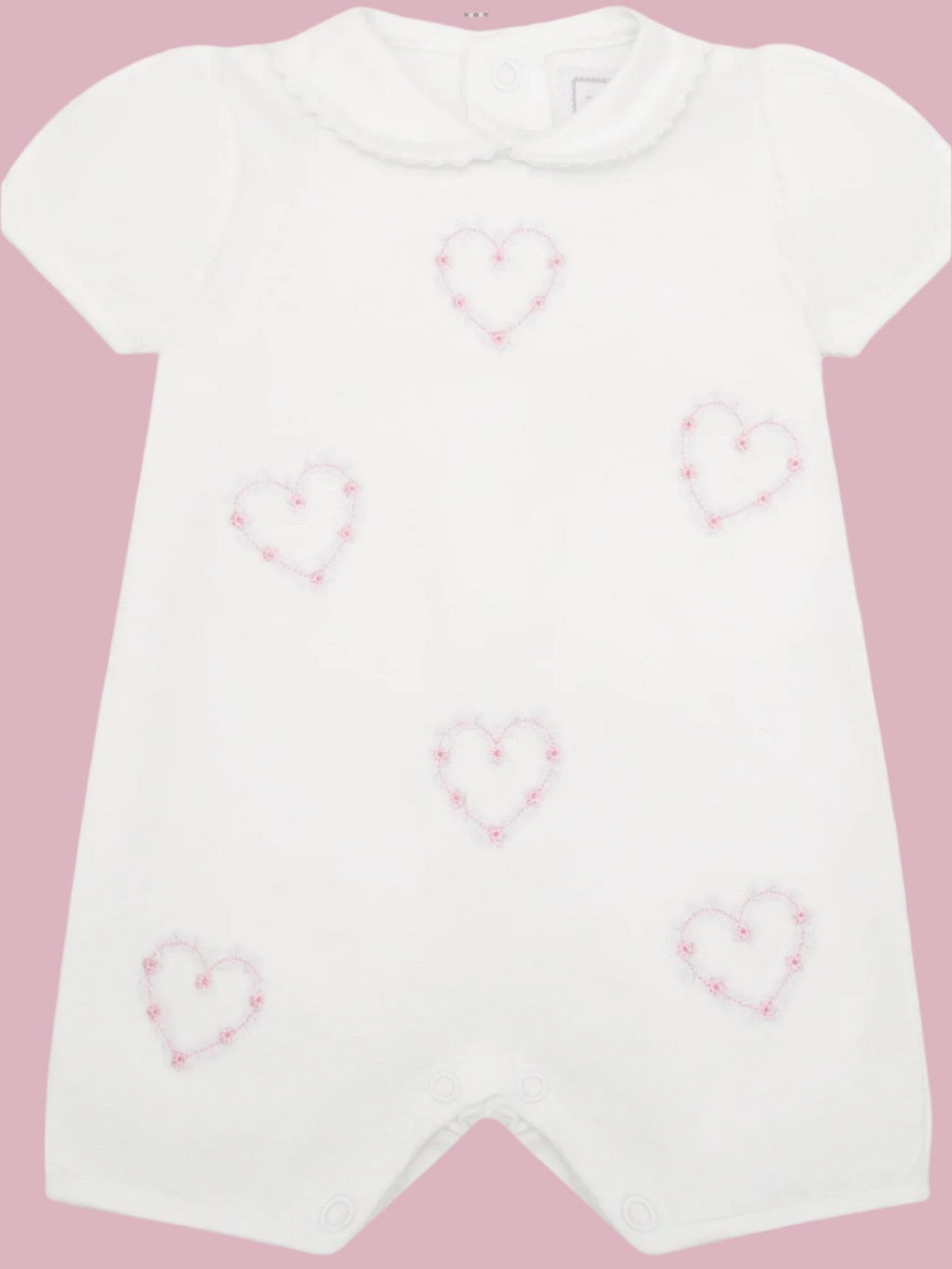 Emile et rose Jody White Girls Heart Embroidery Romper 012560