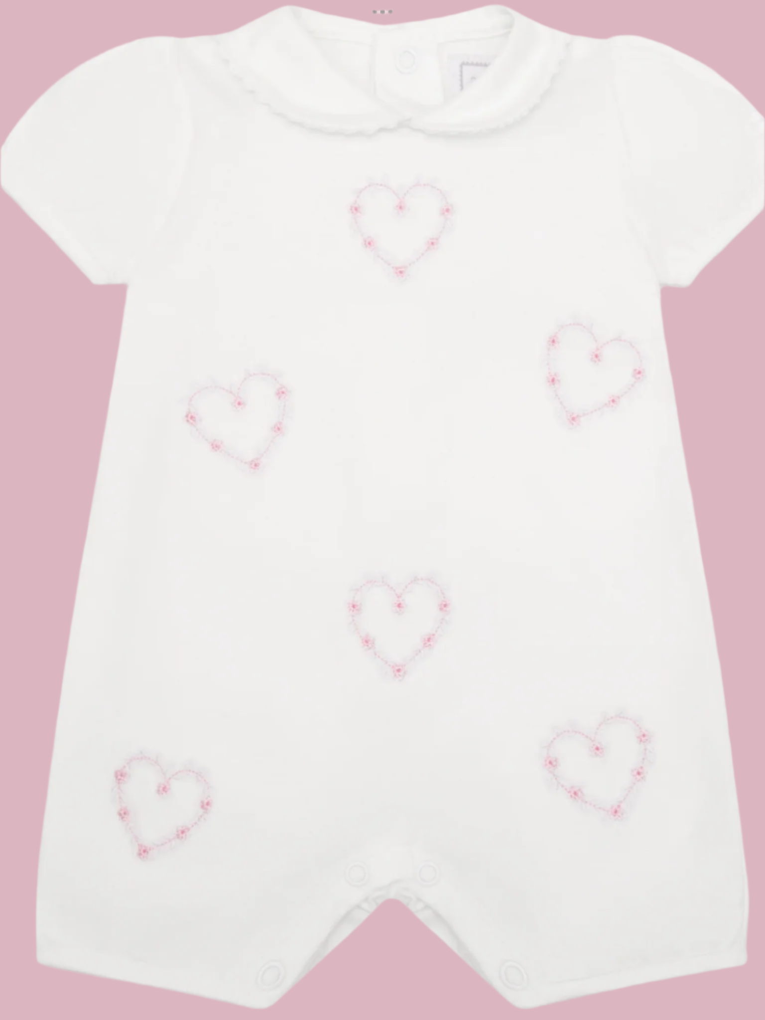 Emile et rose Jody White Girls Heart Embroidery Romper 012560