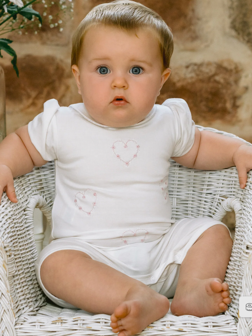 Emile et rose Jody White Girls Heart Embroidery Romper 012560