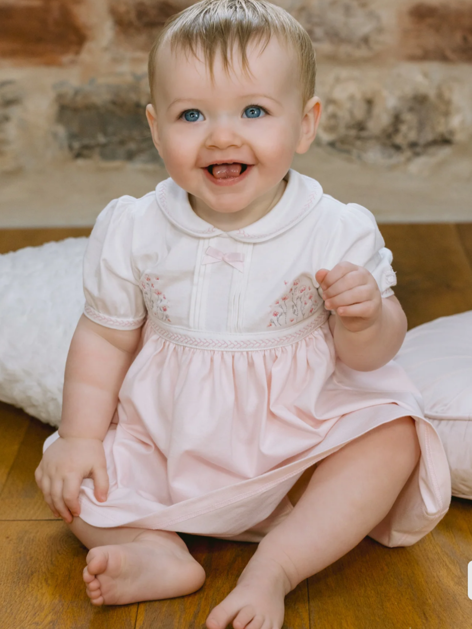 Emile et rose Juliette Girls Floral Embroidery Dress and Pants 012561