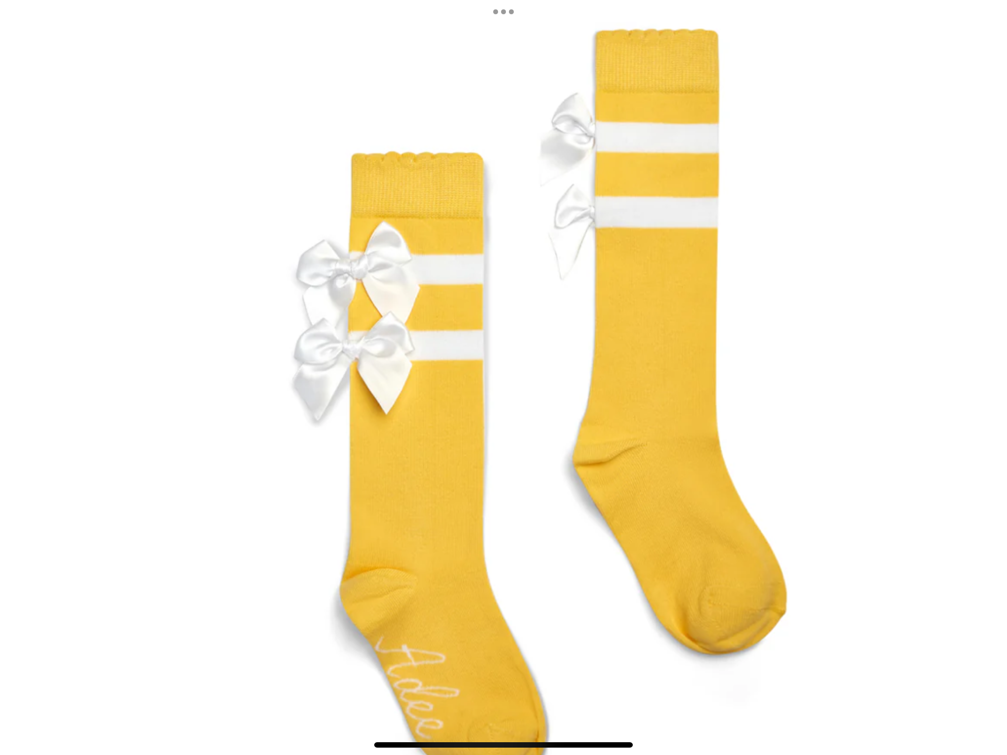 ADee DAWN Yellow & White Triple Bow Striped Knee High Socks 012570