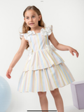 CARAMELO 382104 RAINBOW SWEET STRIPES DRESS 012578