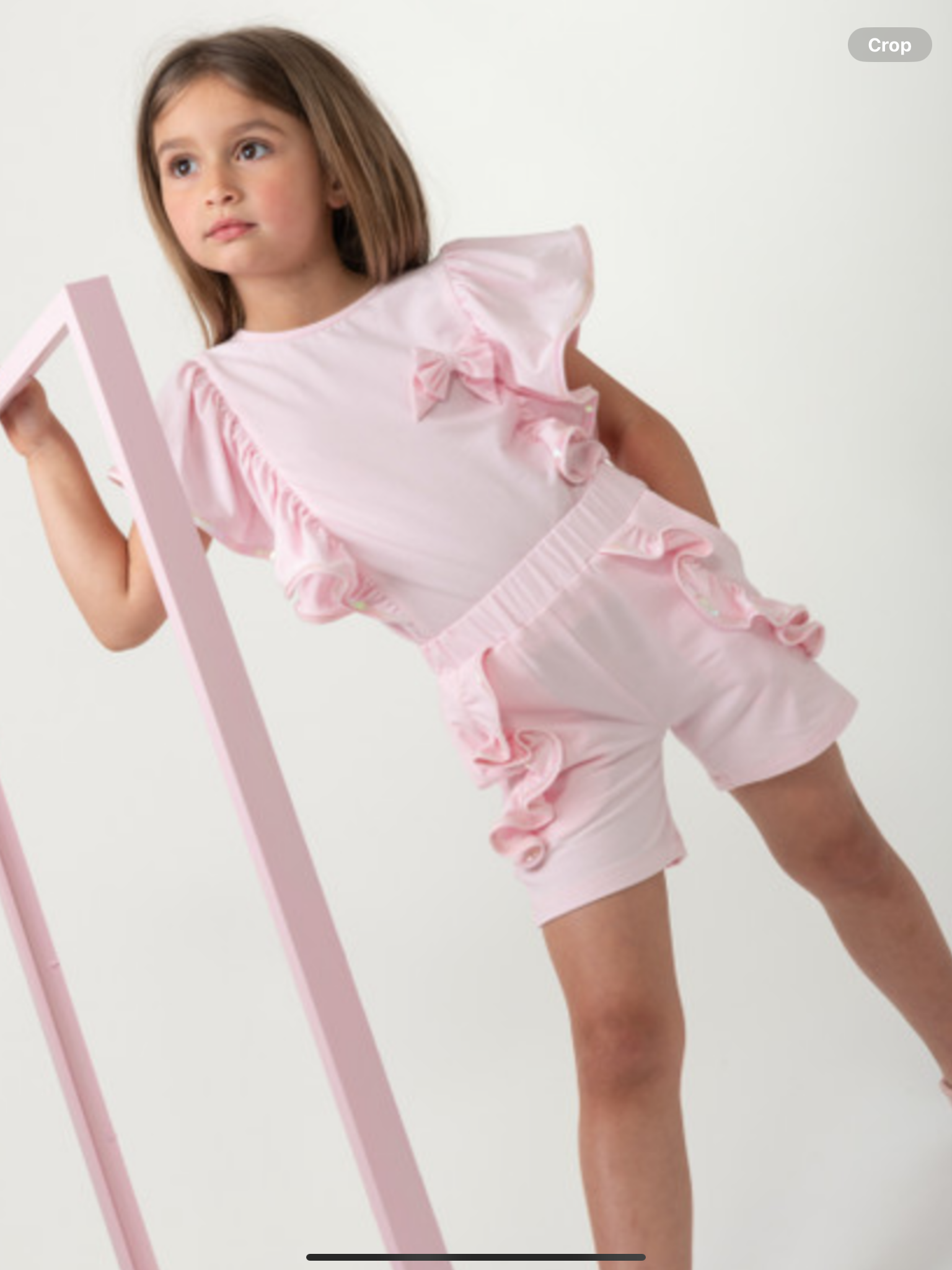 CARAMELO KIDS PINK ELEVATED ESSENTIALS RUFFLE SHORT SET   012582