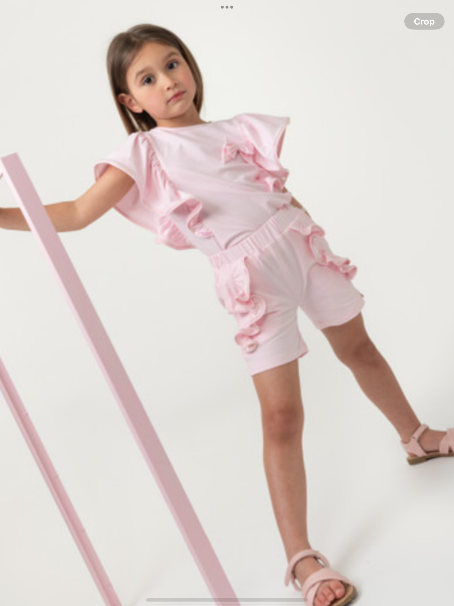 CARAMELO KIDS PINK ELEVATED ESSENTIALS RUFFLE SHORT SET   012582