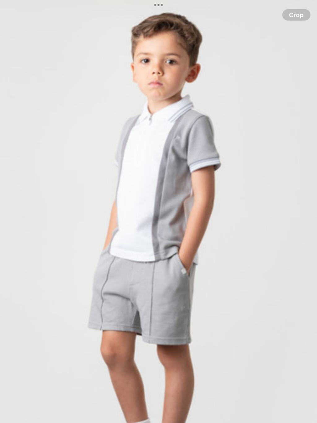 CARAMELO Kids 344381 GREY CONTRAST ZIP POLO SHORT SET 012586