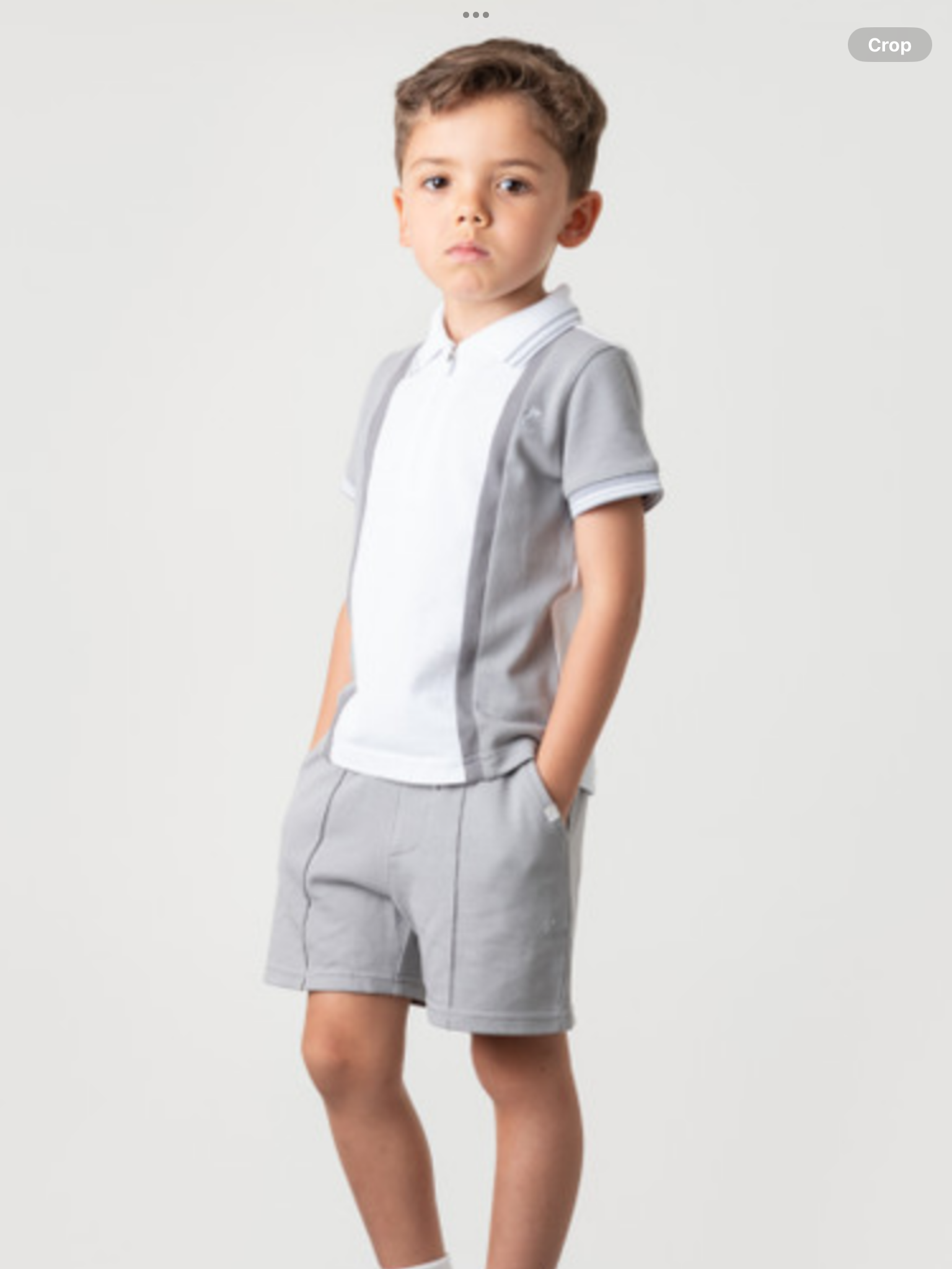 CARAMELO Kids 344381 GREY CONTRAST ZIP POLO SHORT SET 012586