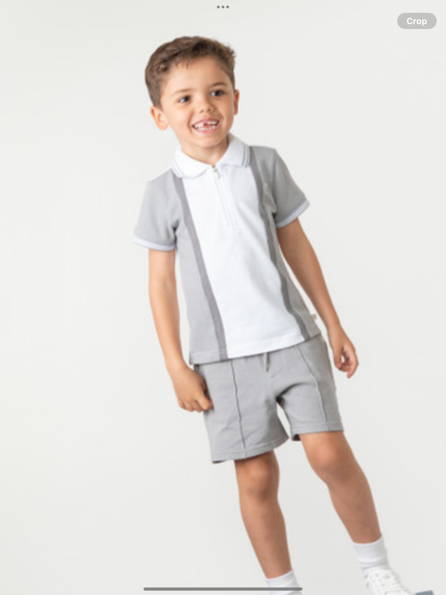 CARAMELO Kids 344381 GREY CONTRAST ZIP POLO SHORT SET 012586