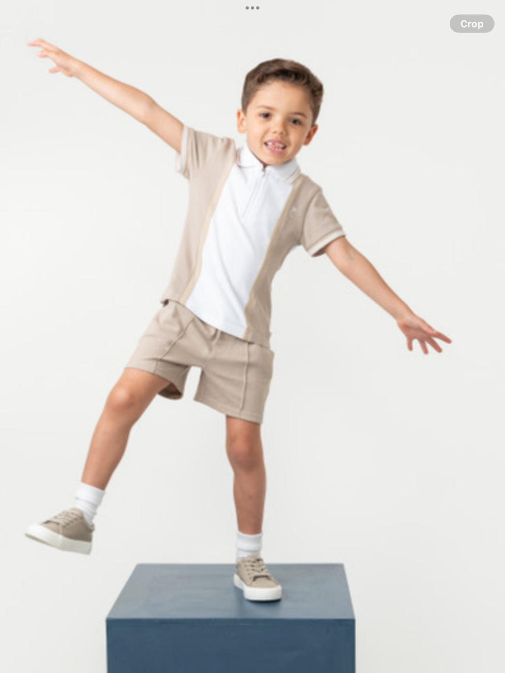 CARAMELO kids  344381 MINK CONTRAST ZIP POLO SHORT SET 012587