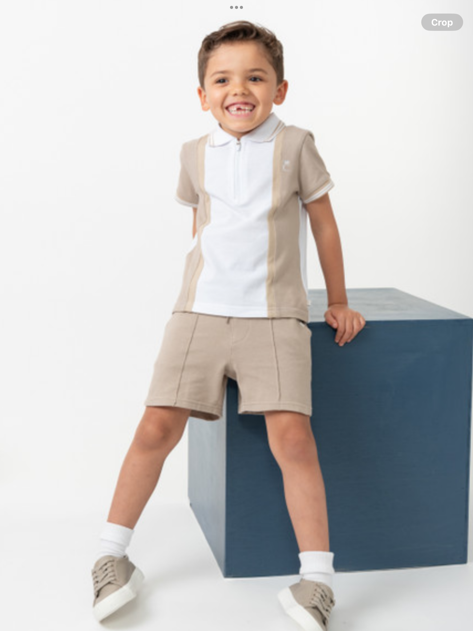CARAMELO kids  344381 MINK CONTRAST ZIP POLO SHORT SET 012587