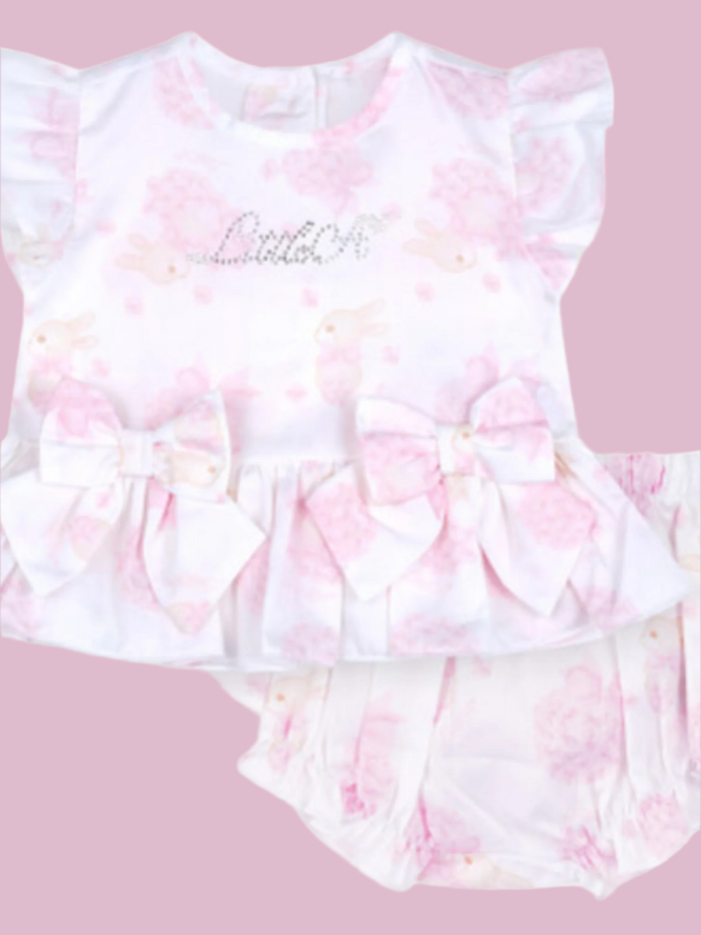 LITTLE A AYLEIGH BUNNY PRINT POPLIN JAM PANT SET - LA25107     012592