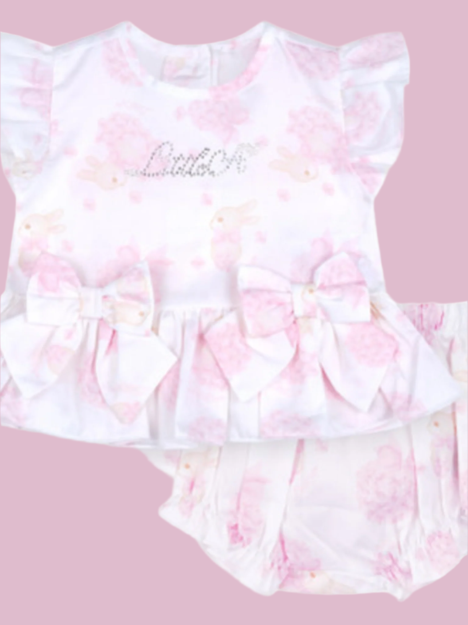 LITTLE A AYLEIGH BUNNY PRINT POPLIN JAM PANT SET - LA25107     012592