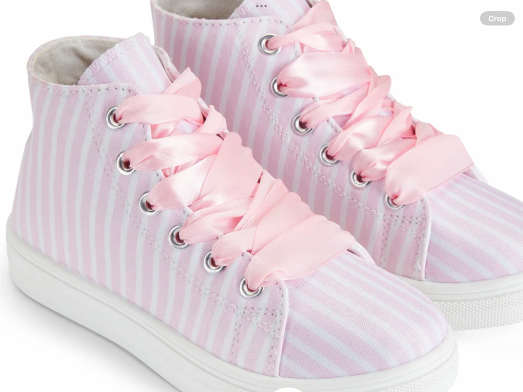 SS25 A DEE JAZZY PINK HIGH TOP TRAINERS     012599