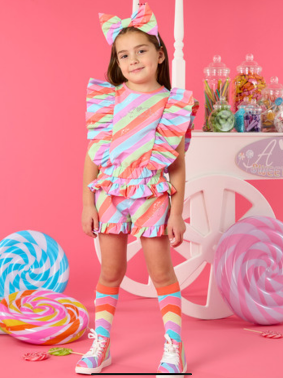 ADEE EFFY STRIPE POLY SHORT SET -  0225133