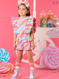 ADEE EFFY STRIPE POLY SHORT SET -  0225133