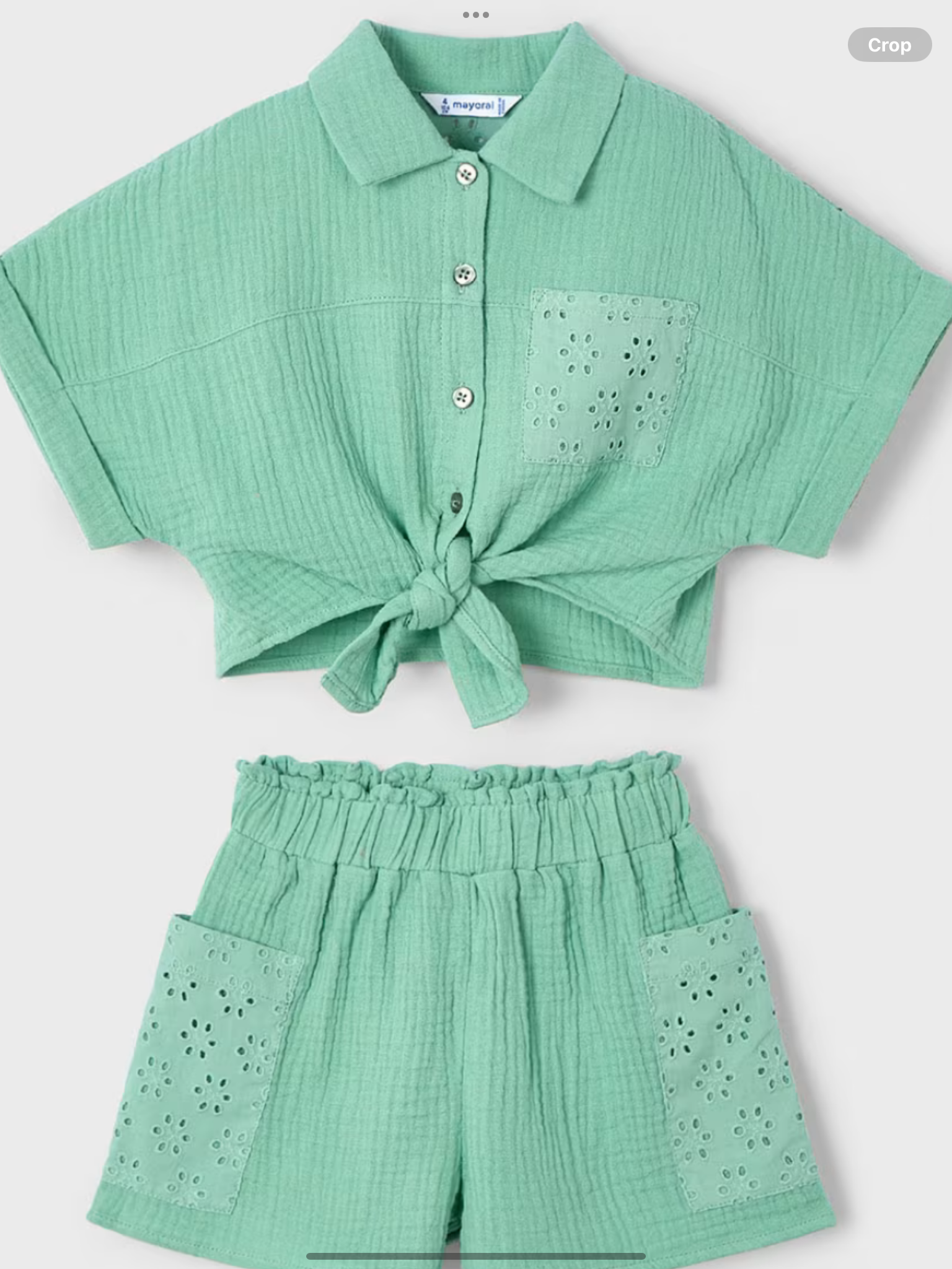 Girl openwork shorts and blouse set 0225176