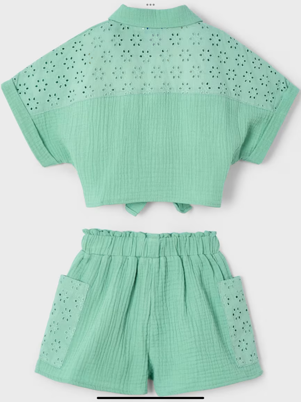 Girl openwork shorts and blouse set 0225176