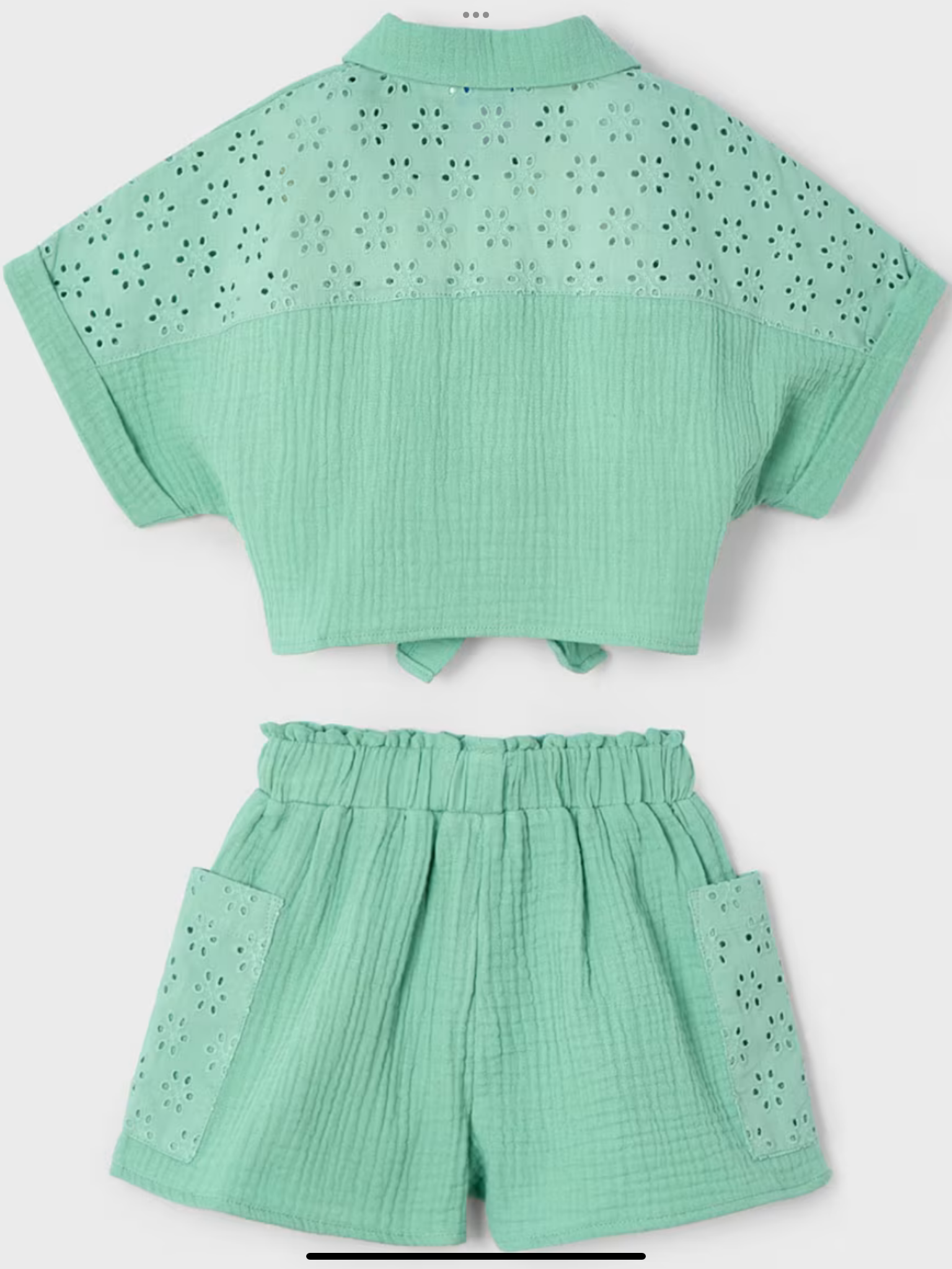 Girl openwork shorts and blouse set 0225176