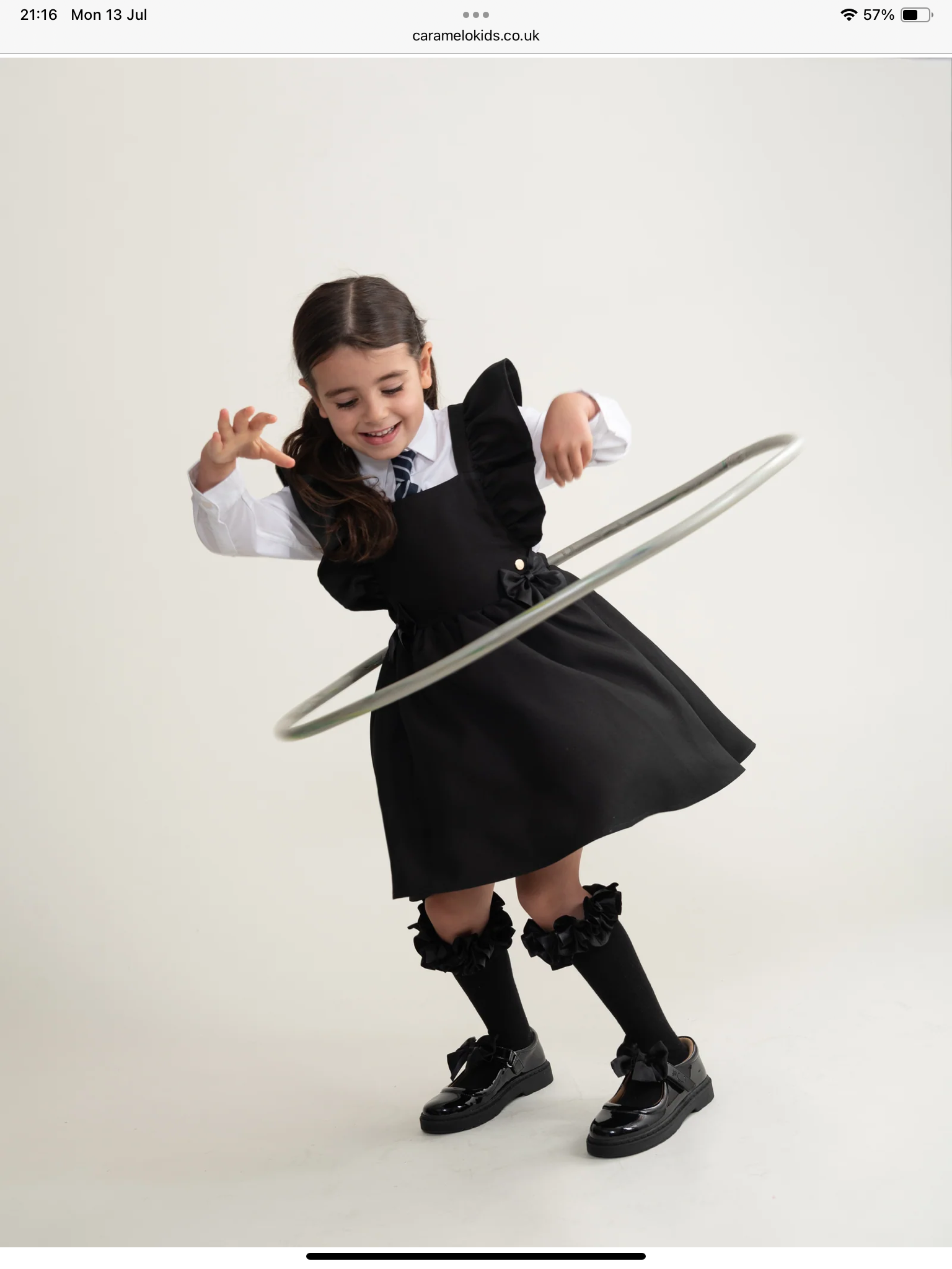 Caramelo kids black school pinafore 0726778