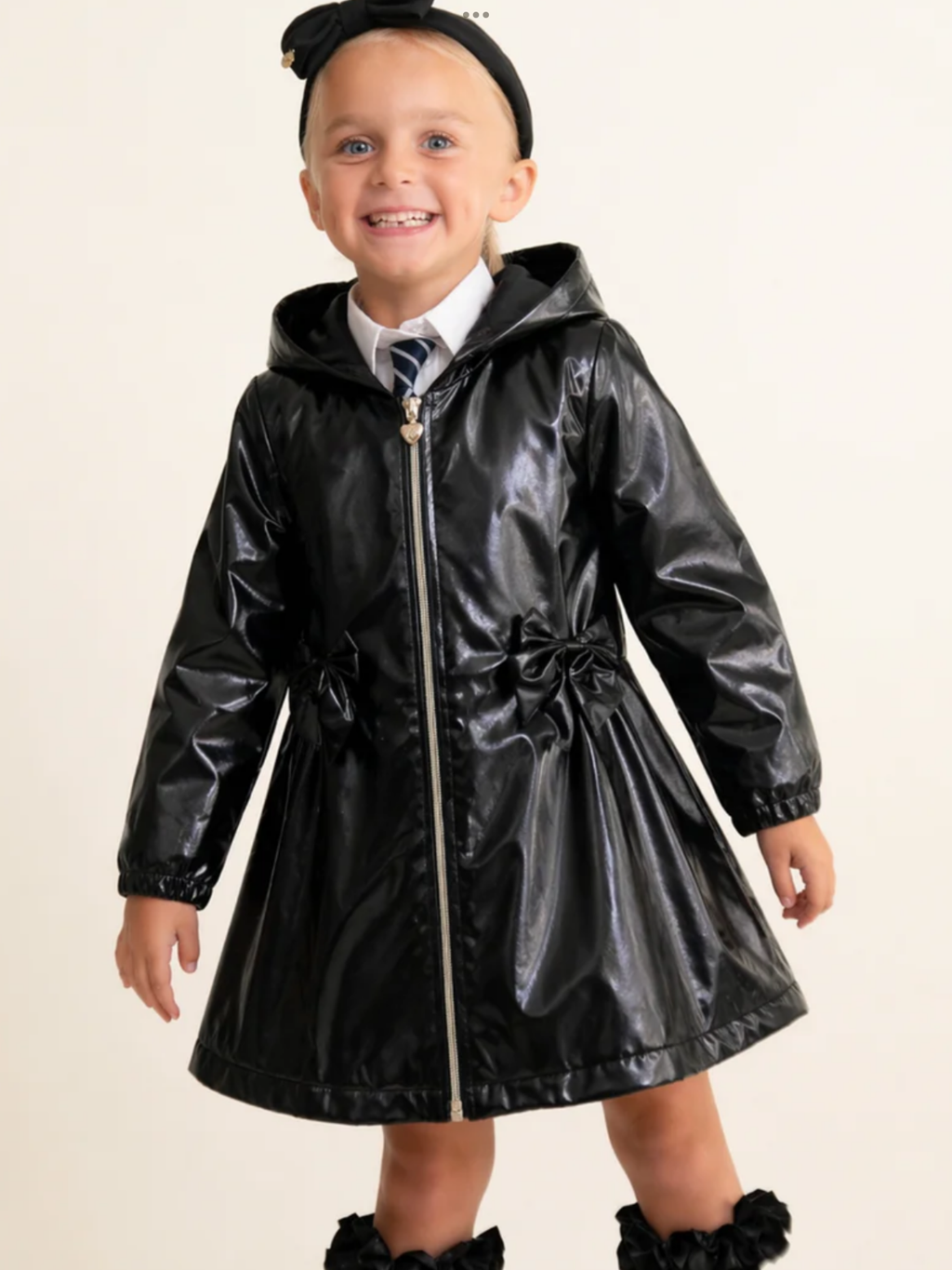 Caramelo kids Black Shimmer Hooded Rain Coat 0726785