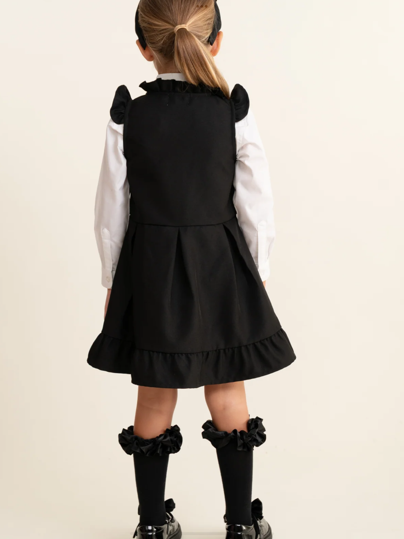 Caramelo kids Black Zip Front Pinafore with Bow Details 0726786