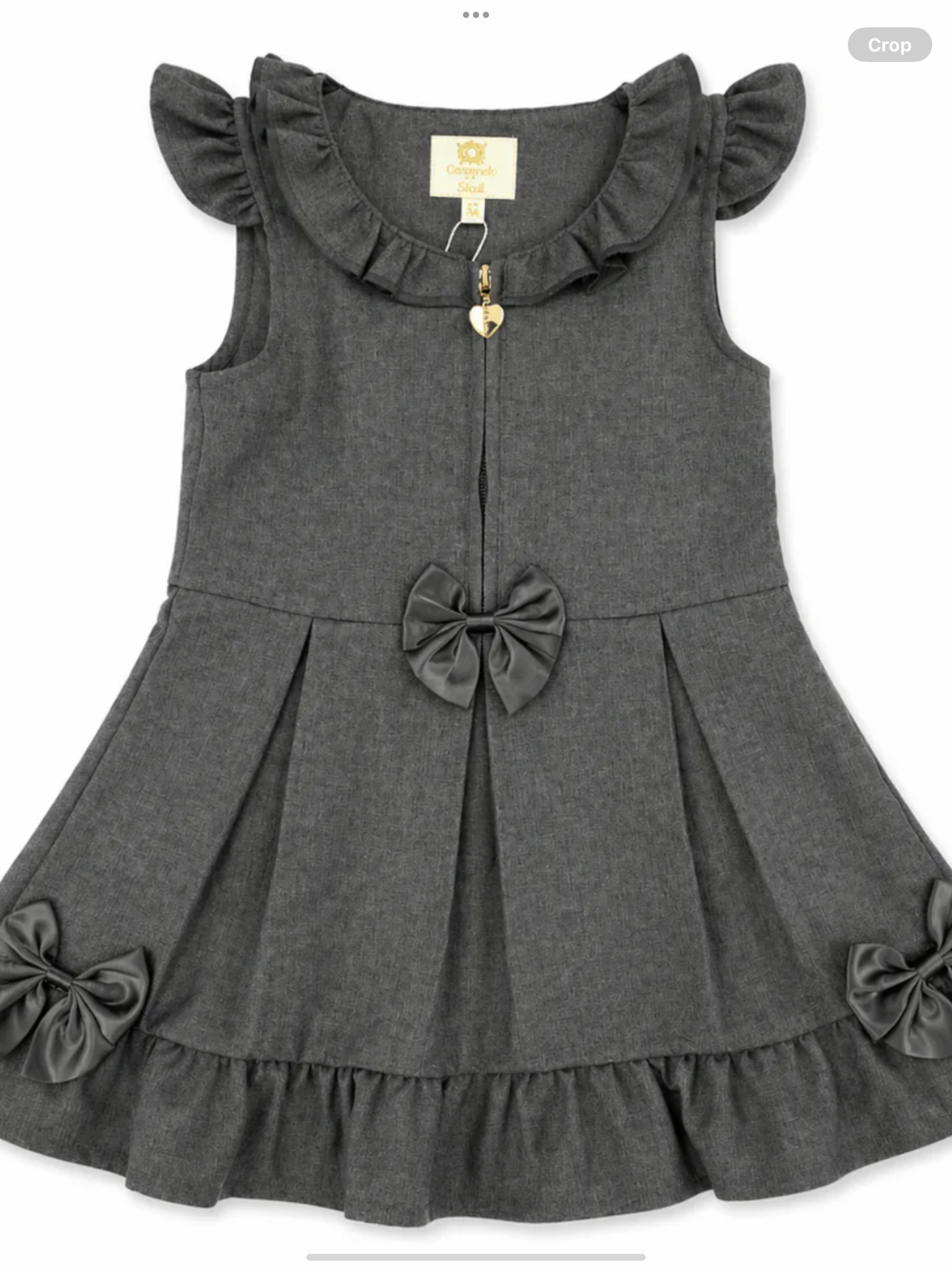 Caramelo kids Grey Zip Front Dress with Bow Details 0726788