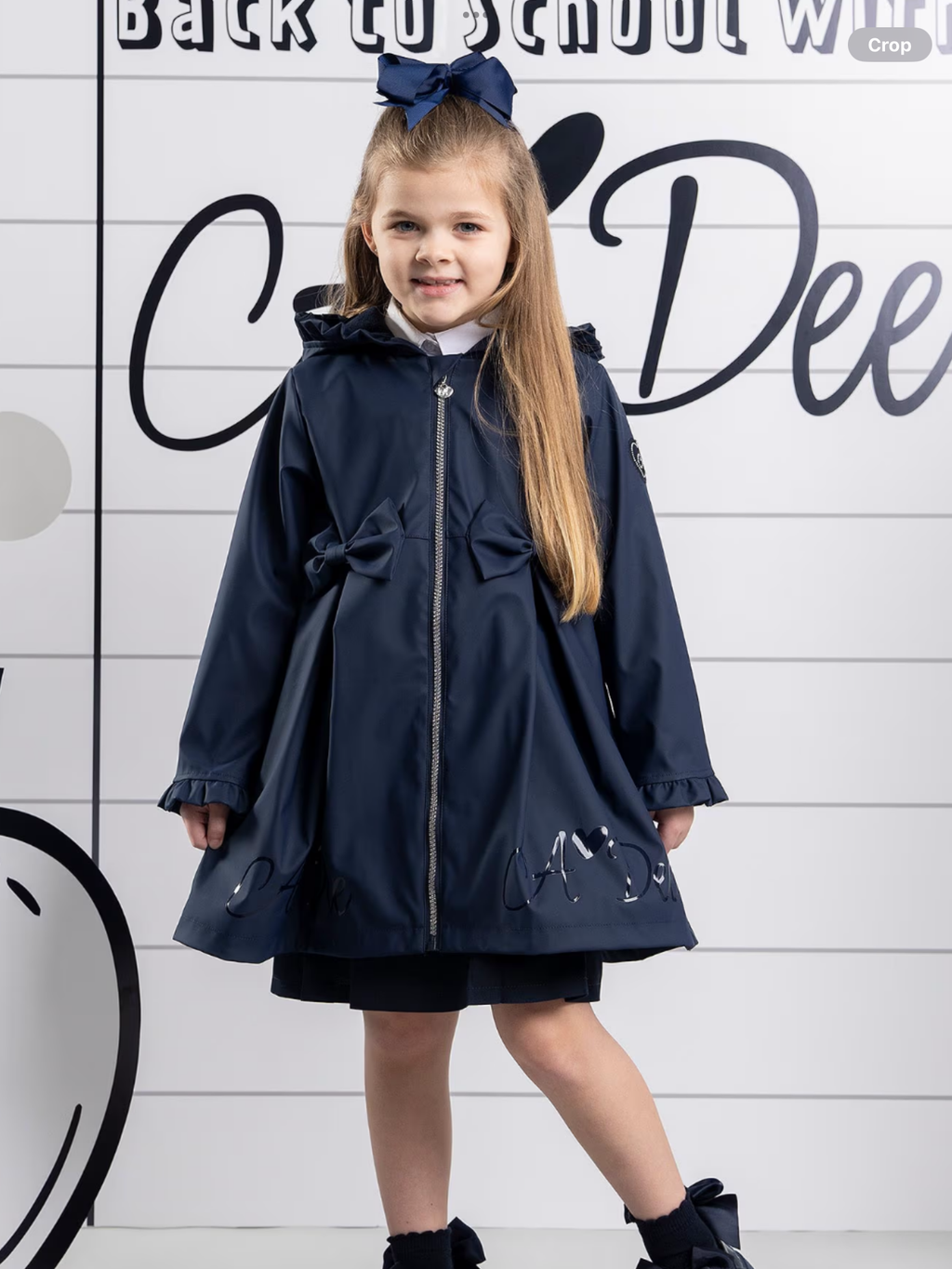 PRE ORDER ADEE Girls dark Navy Nova raincoat with Ruffles & Bows 0726792