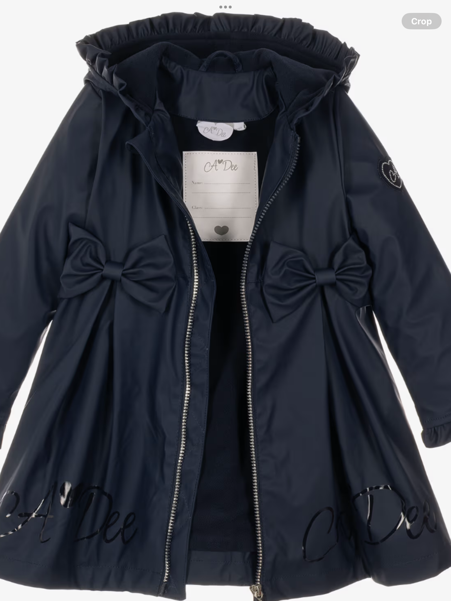 PRE ORDER ADEE Girls dark Navy Nova raincoat with Ruffles & Bows 0726792