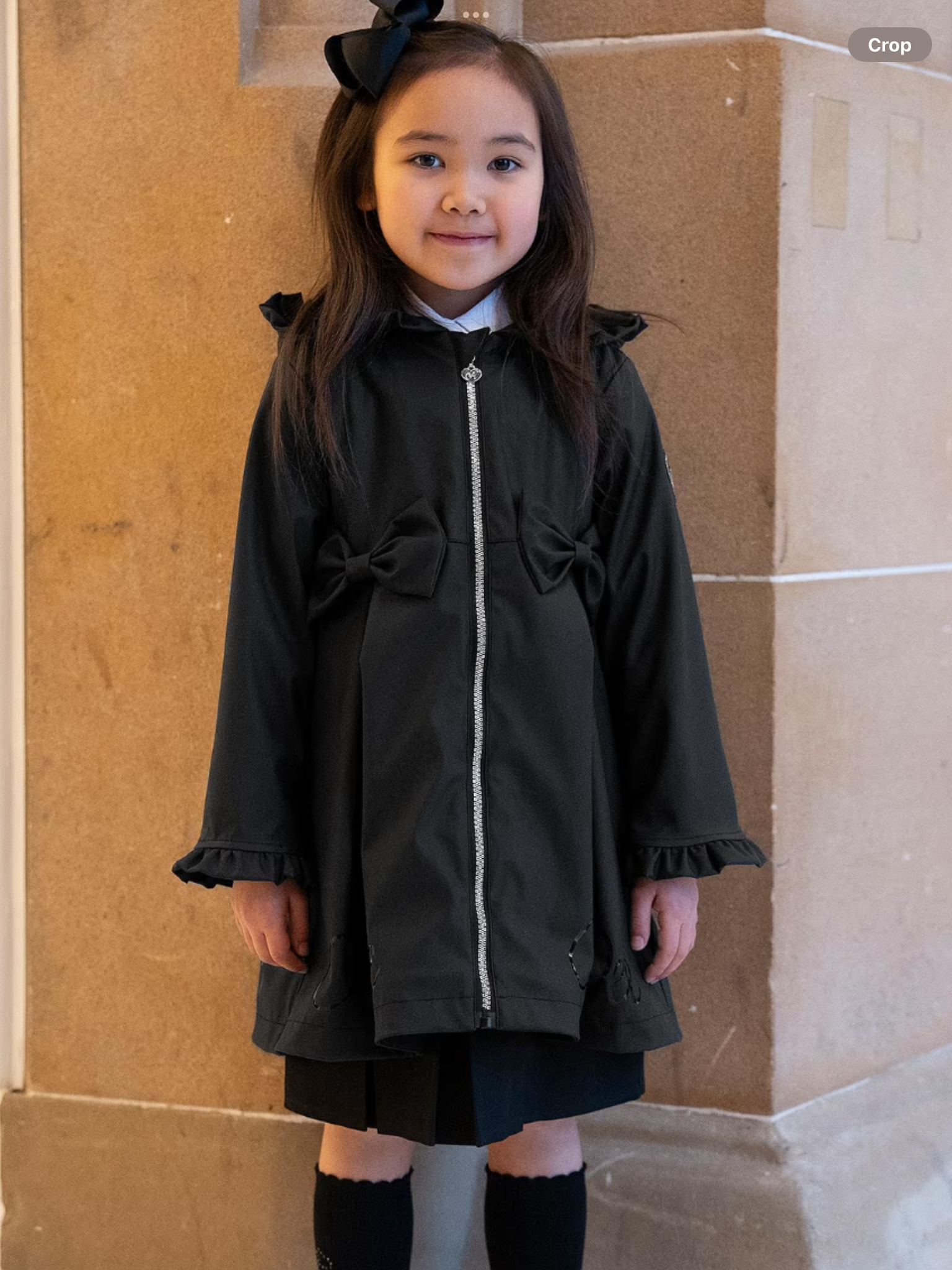 PRE ORDER Girls Black Raincoat with Ruffles & Bows 0726793