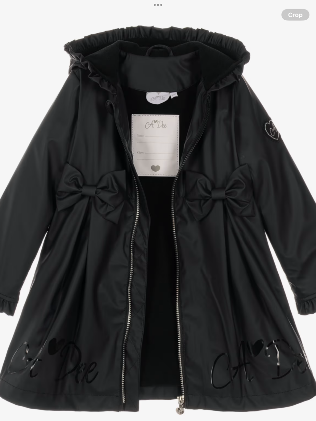 PRE ORDER Girls Black Raincoat with Ruffles & Bows 0726793