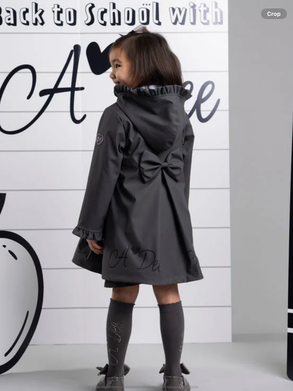 PRE ORDER Girls DARK GREY Raincoat with Ruffles & Bows 0726793
