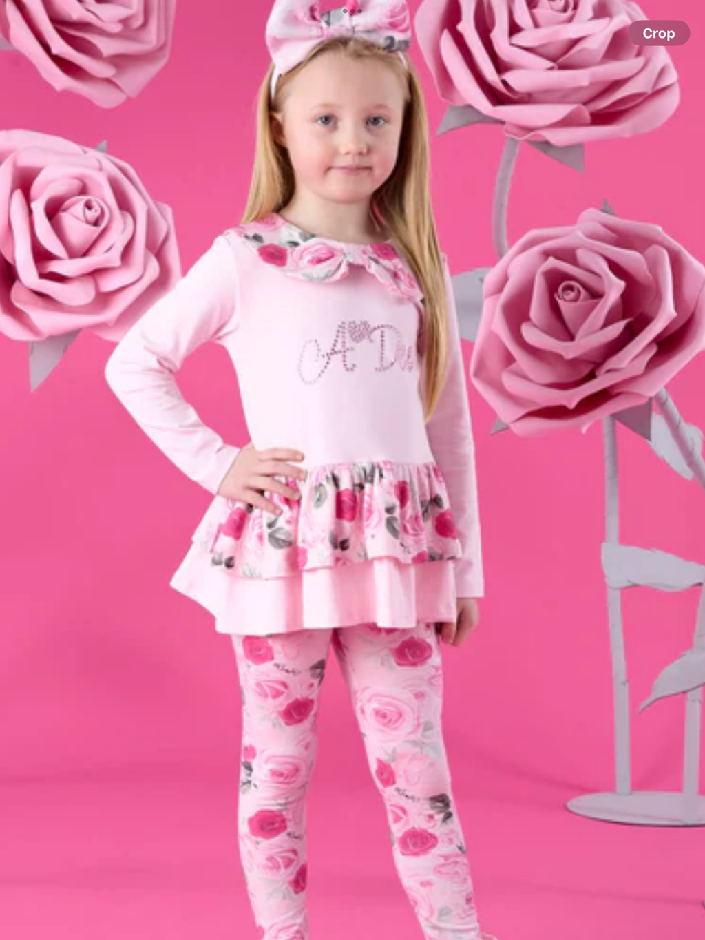 PRE ORDER – A DEE WINTER BLOOM ADELINE ROSE PRINT PEPLUM LEGGING SET – PALE PINK 0726784