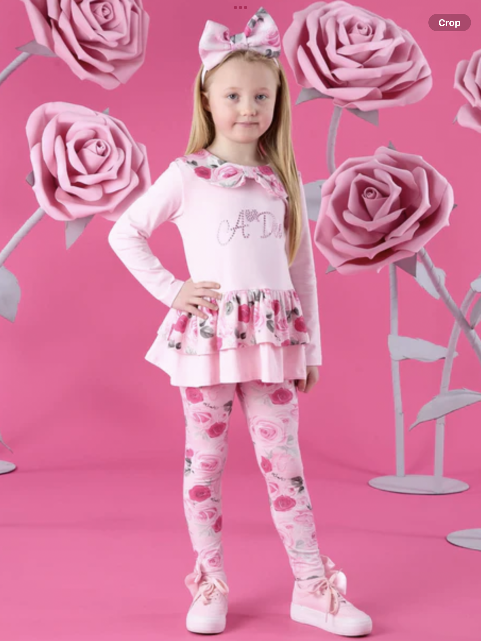 PRE ORDER – A DEE WINTER BLOOM ADELINE ROSE PRINT PEPLUM LEGGING SET – PALE PINK 0726784