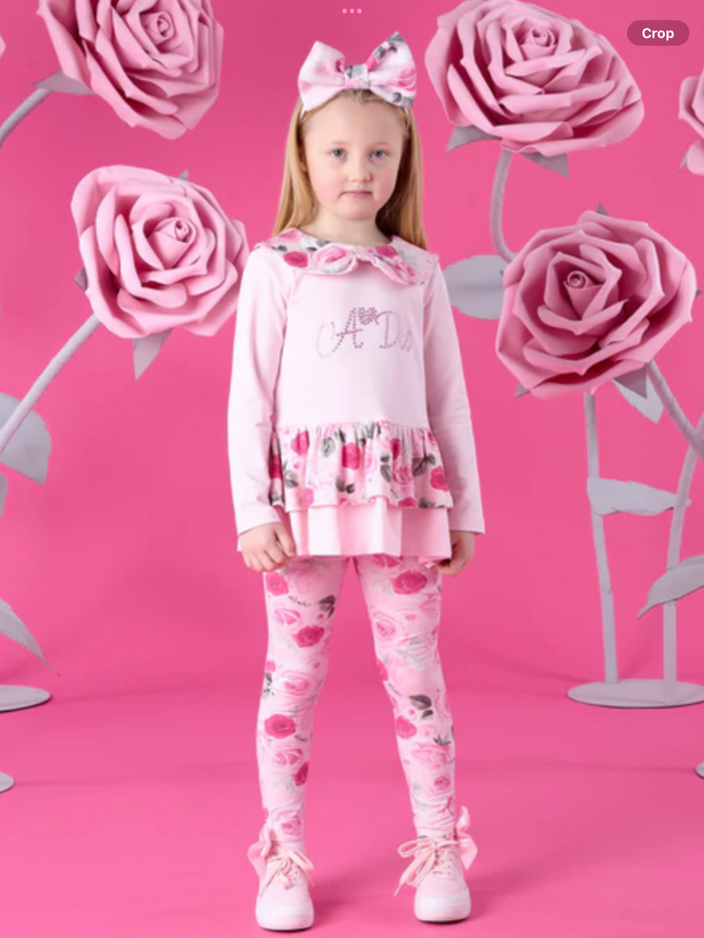 PRE ORDER – A DEE WINTER BLOOM ADELINE ROSE PRINT PEPLUM LEGGING SET – PALE PINK 0726784