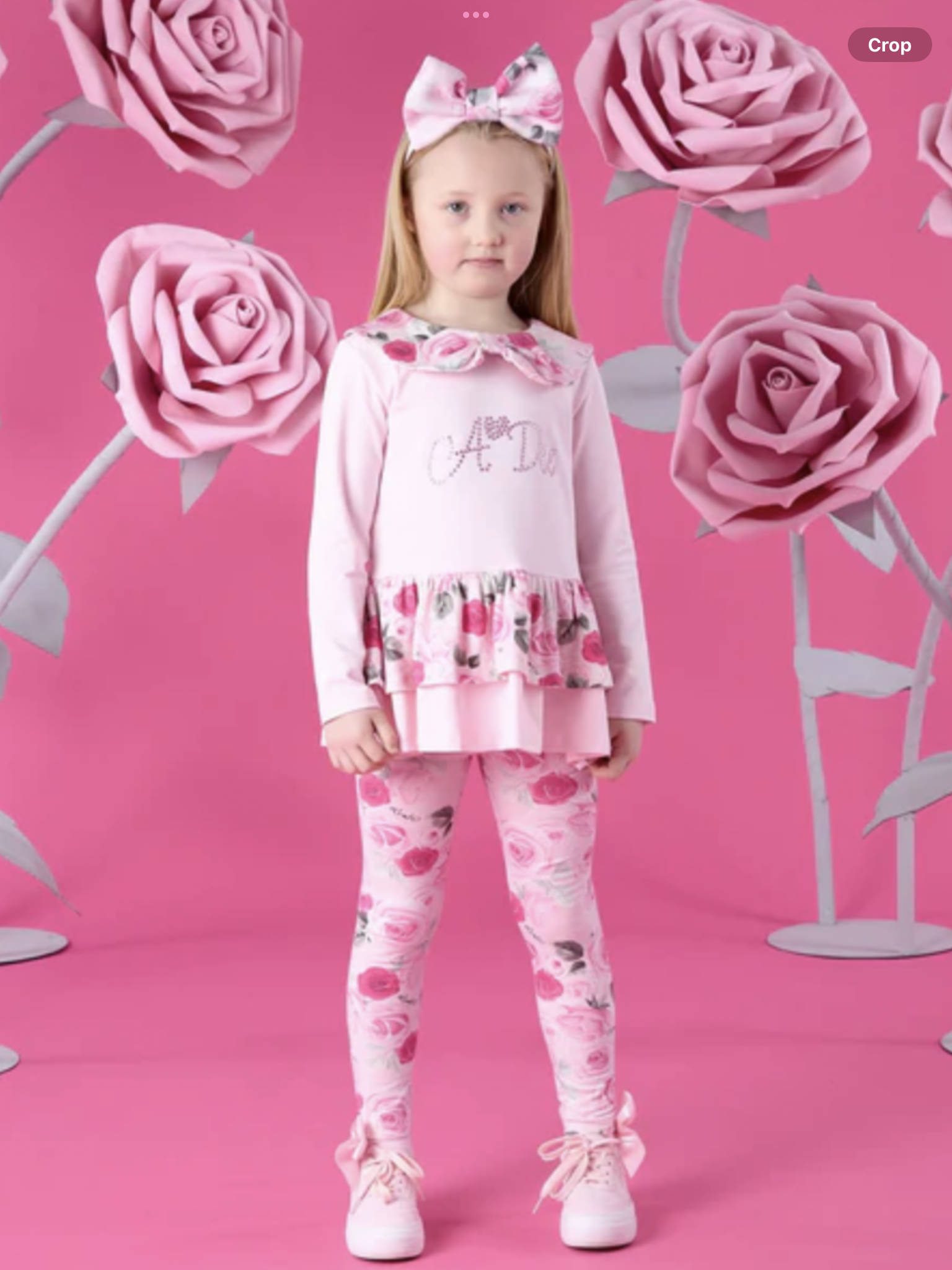 PRE ORDER – A DEE WINTER BLOOM ADELINE ROSE PRINT PEPLUM LEGGING SET – PALE PINK 0726784