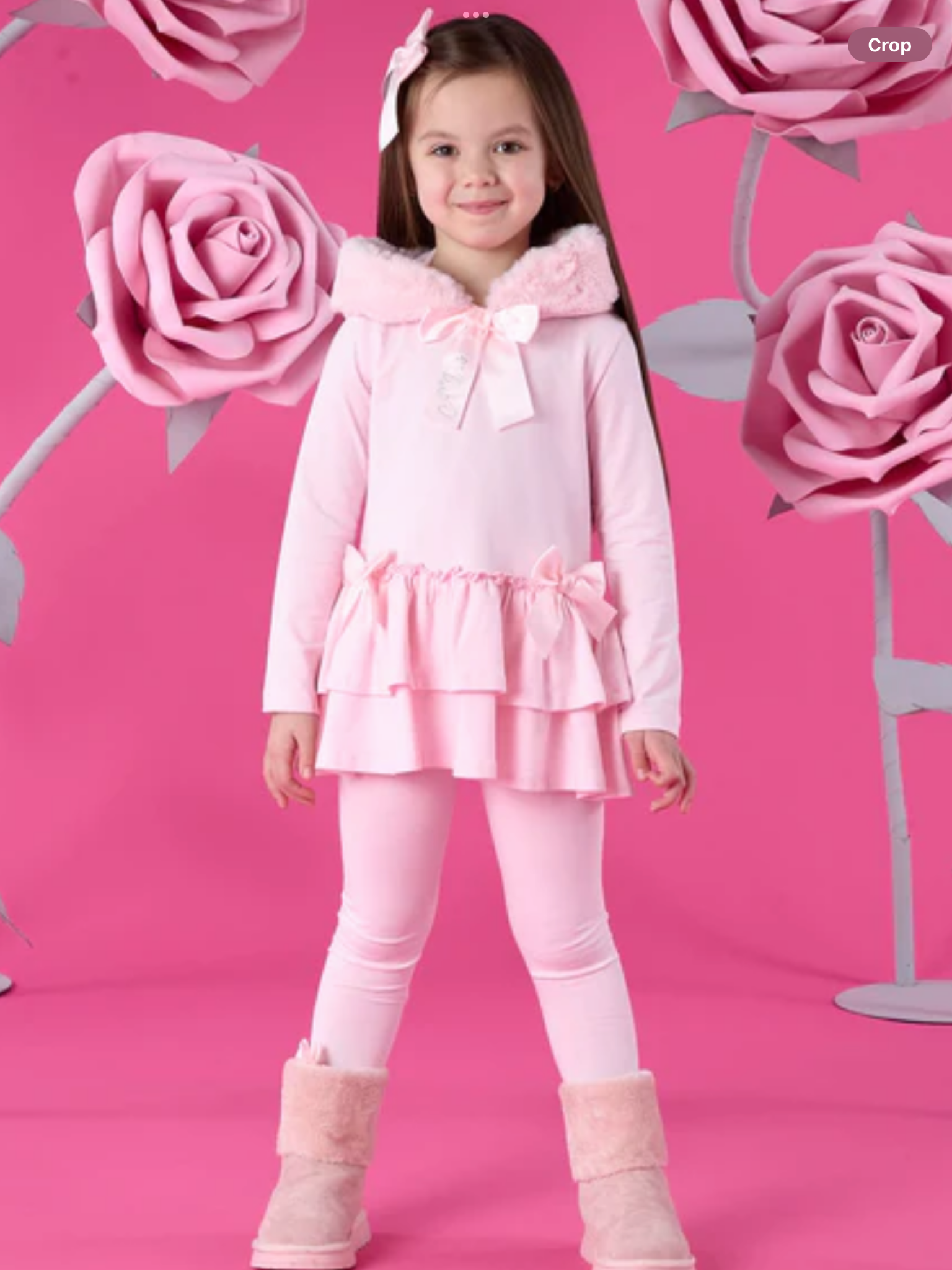 PRE ORDER – A DEE WINTER BLOOM ALINA FLARE FUR HOOD LEGGING SET – PALE PINK 0726785