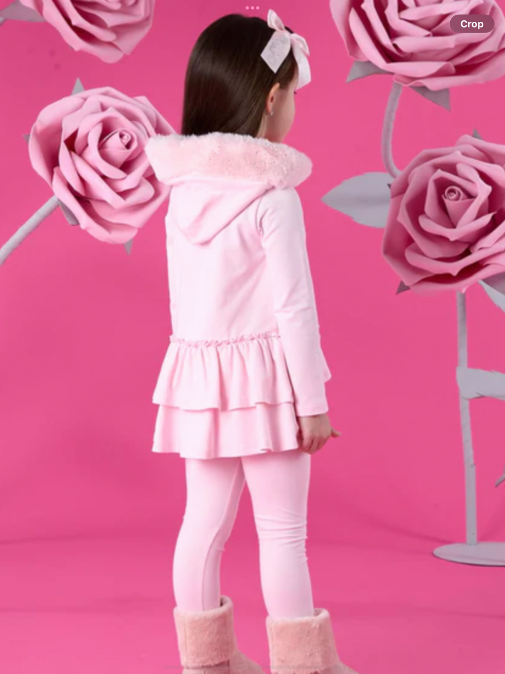 PRE ORDER – A DEE WINTER BLOOM ALINA FLARE FUR HOOD LEGGING SET – PALE PINK 0726785