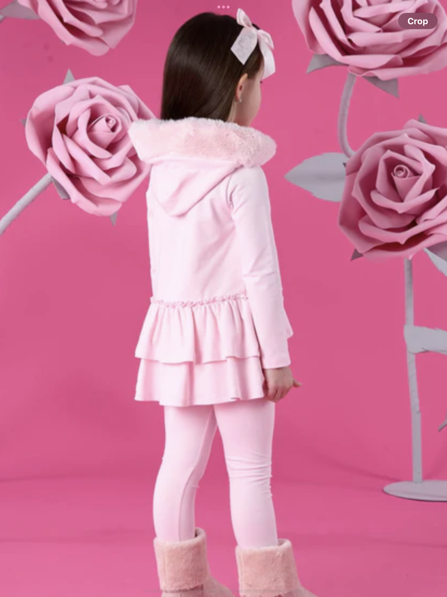 PRE ORDER – A DEE WINTER BLOOM ALINA FLARE FUR HOOD LEGGING SET – PALE PINK 0726785